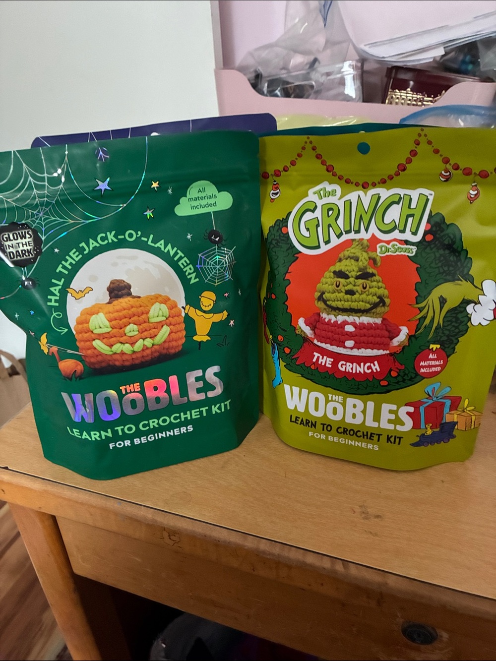 Woobles crochet kits sold out online ghost gnome the grinch and jack o lantern